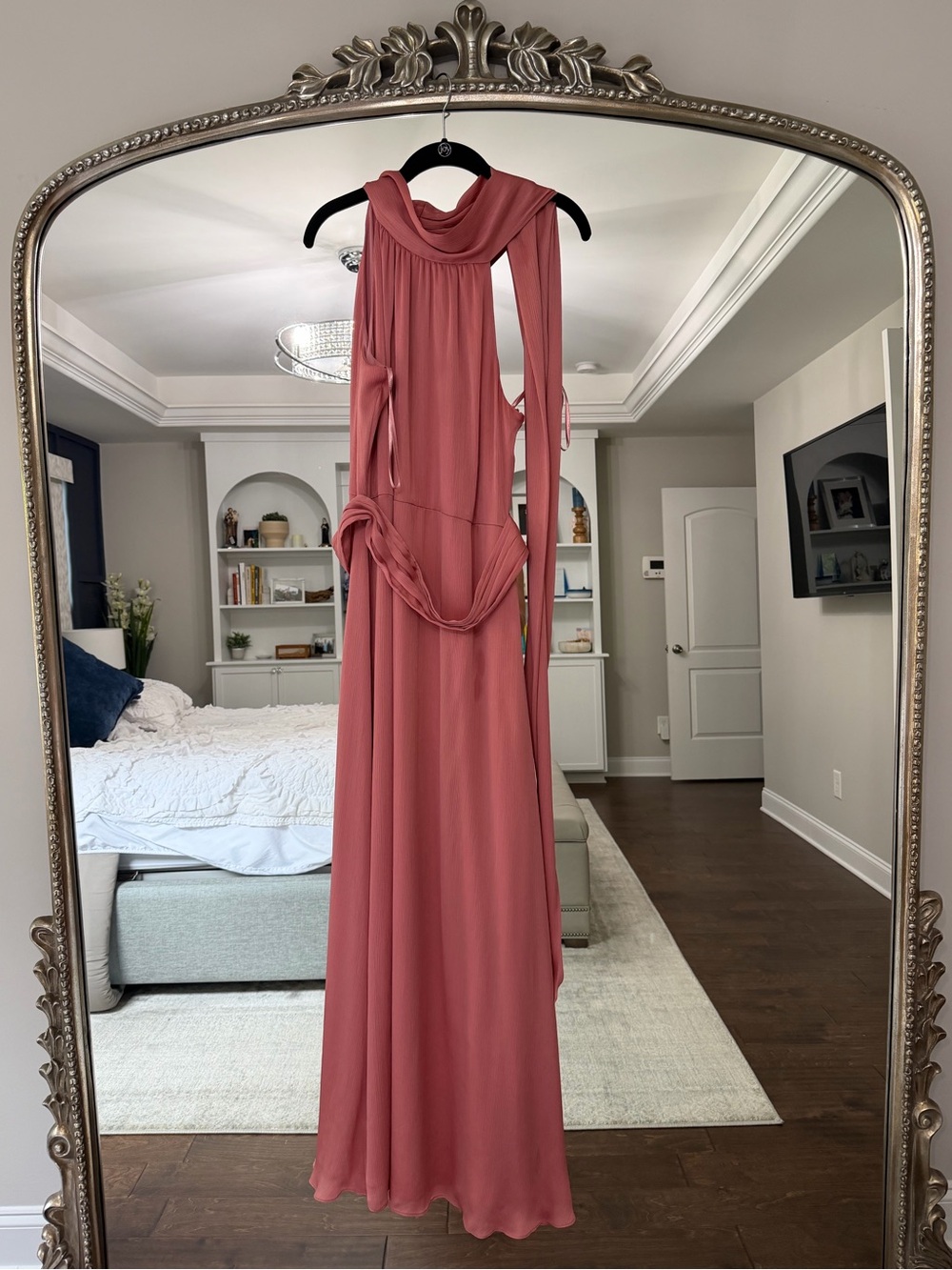 Sachin & Babi Kayla Gown Size 10 Halter Neck Tie Formal Flowy Gown‎ Rouge Pink